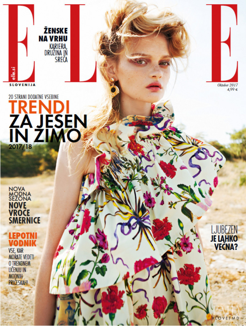 Martina Mount featured on the Elle Slovenia cover from October 2017
