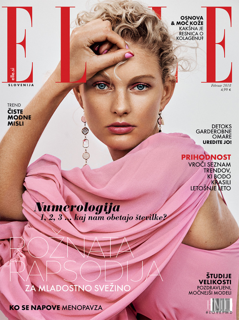 Patricia van der Vliet featured on the Elle Slovenia cover from February 2018