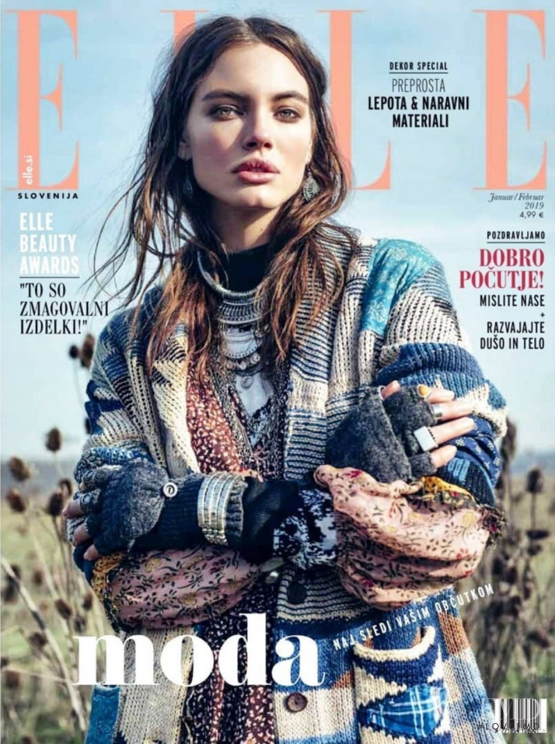 Kristina Peric featured on the Elle Slovenia cover from January 2019