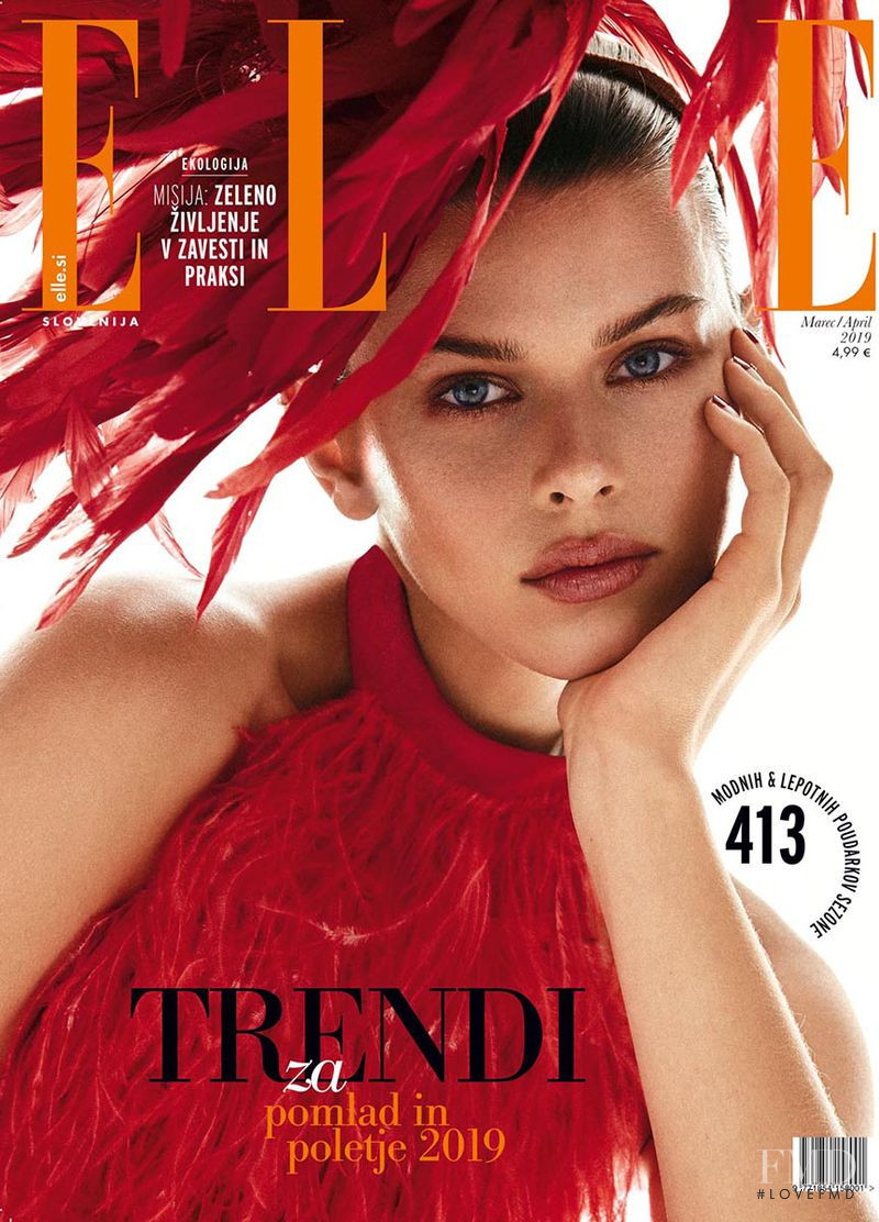 Georgia Fowler featured on the Elle Slovenia cover from March 2019