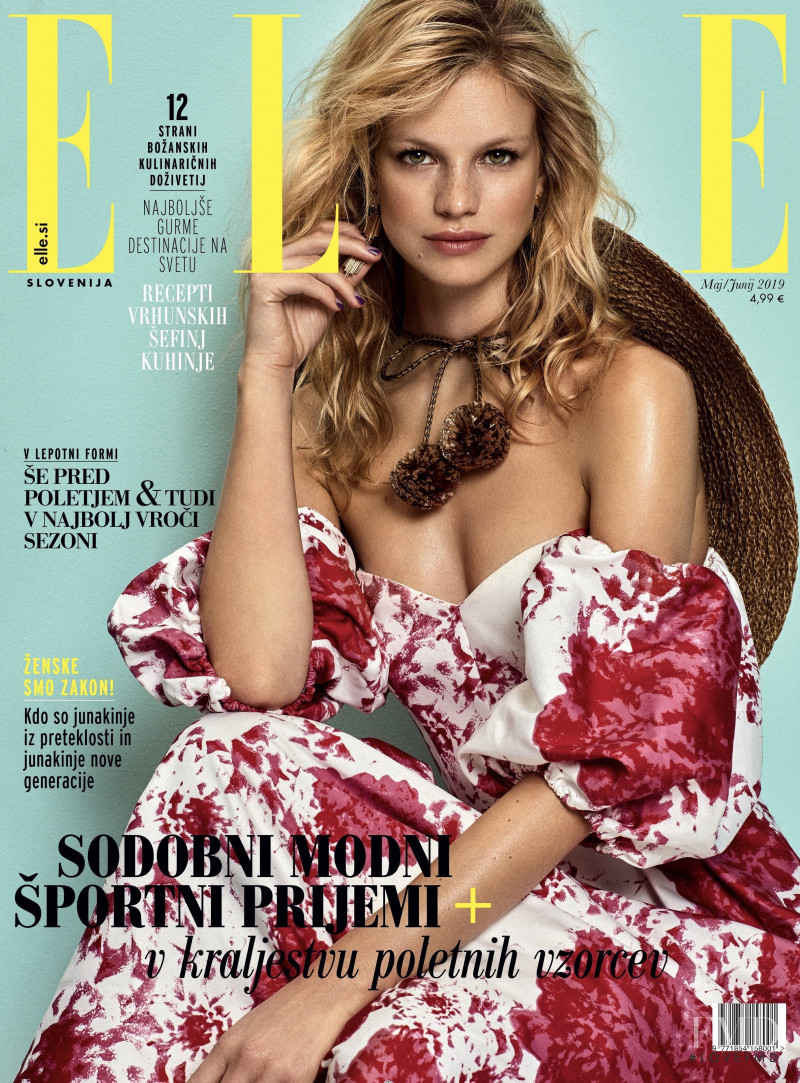 Nadine Leopold featured on the Elle Slovenia cover from May 2019