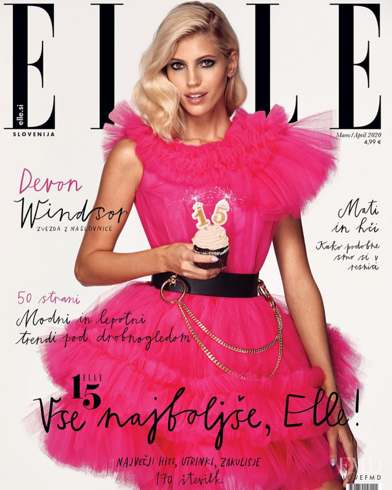 Devon Windsor featured on the Elle Slovenia cover from March 2020