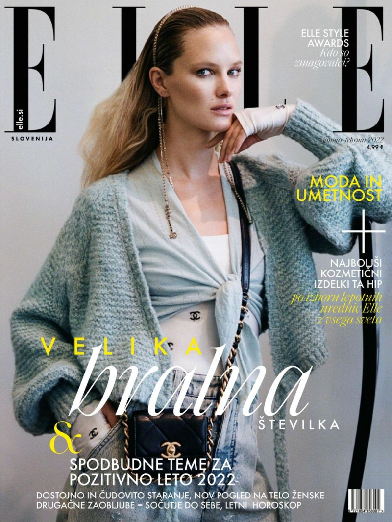 Hannah Holman featured on the Elle Slovenia cover from January 2022