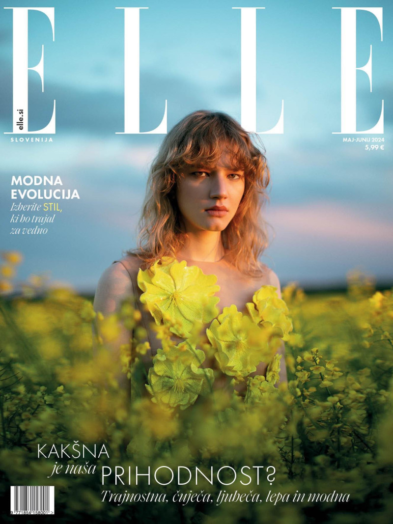 Nastya Gonchar featured on the Elle Slovenia cover from May 2024