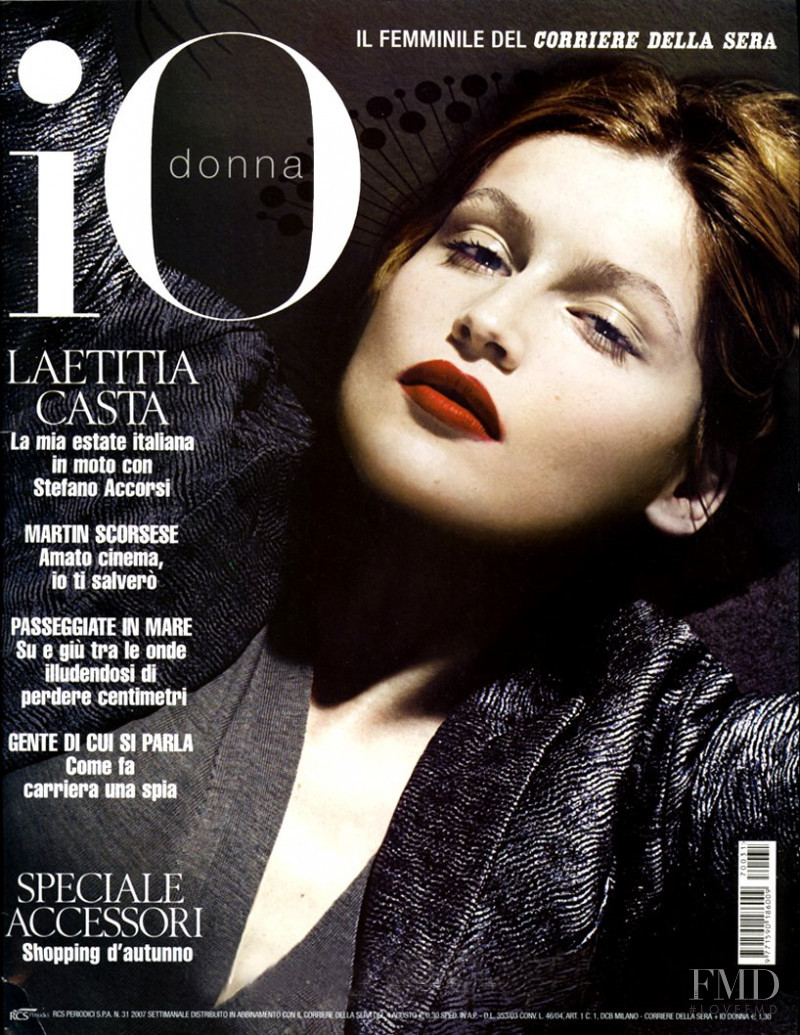 Laetitia Casta featured on the Io Donna cover from August 2007