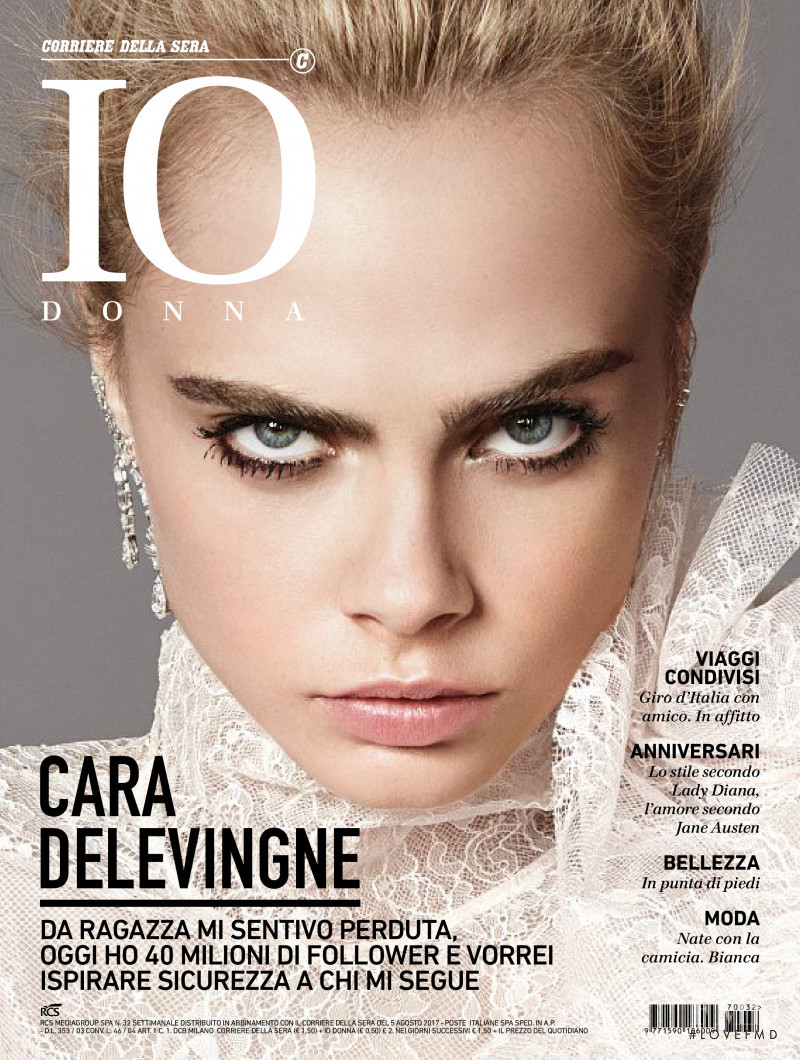 Cara Delevingne featured on the Io Donna cover from August 2017