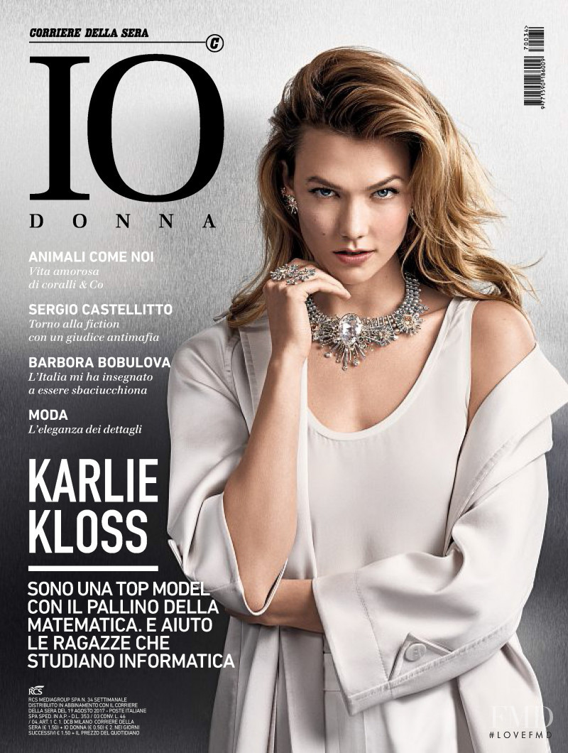 Karlie Kloss featured on the Io Donna cover from August 2017