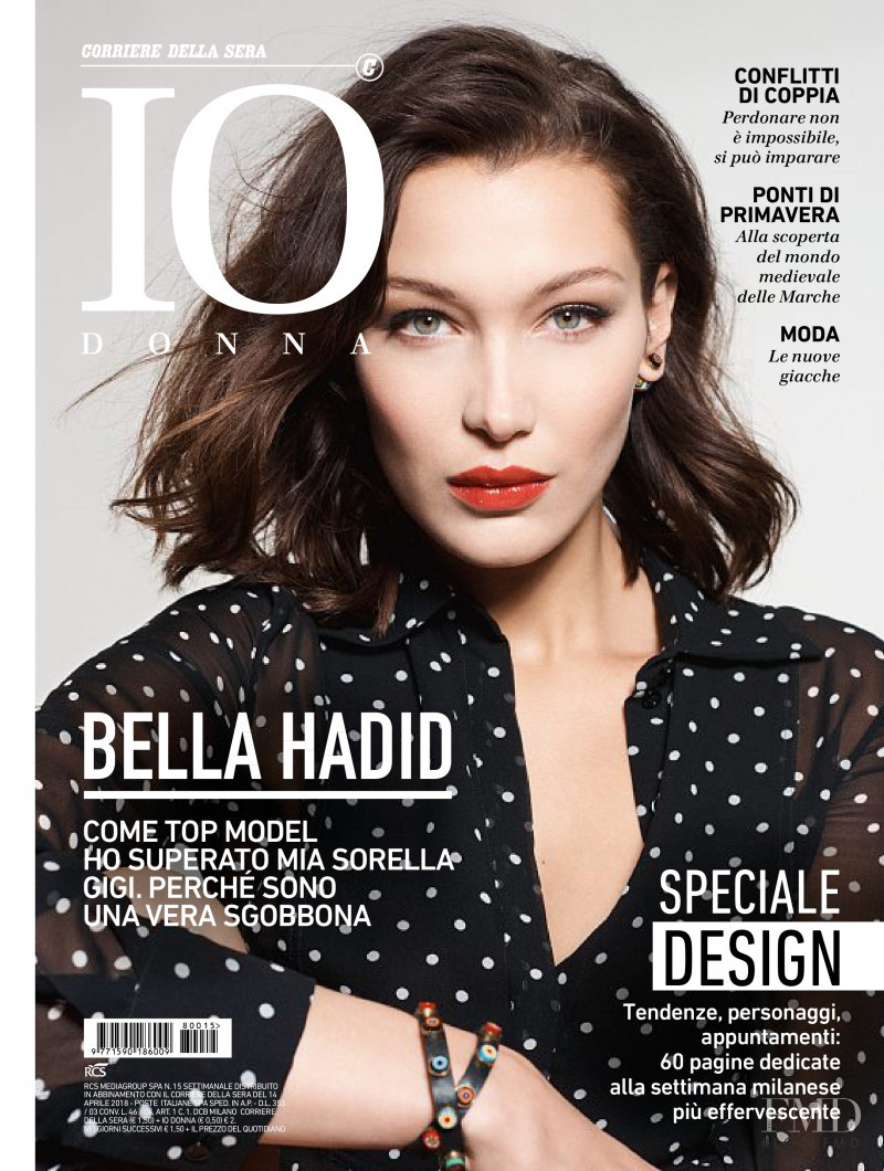 Bella Hadid featured on the Io Donna cover from April 2018