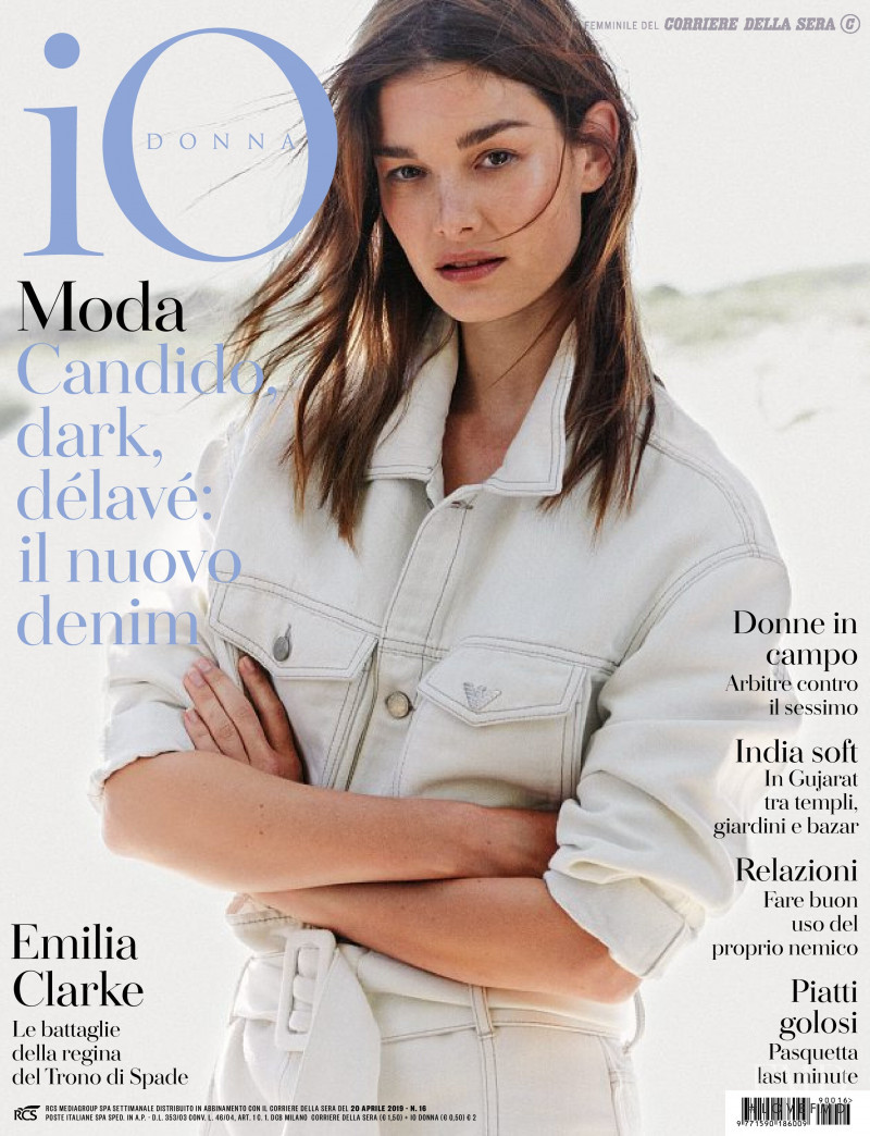 Ophélie Guillermand featured on the Io Donna cover from April 2019