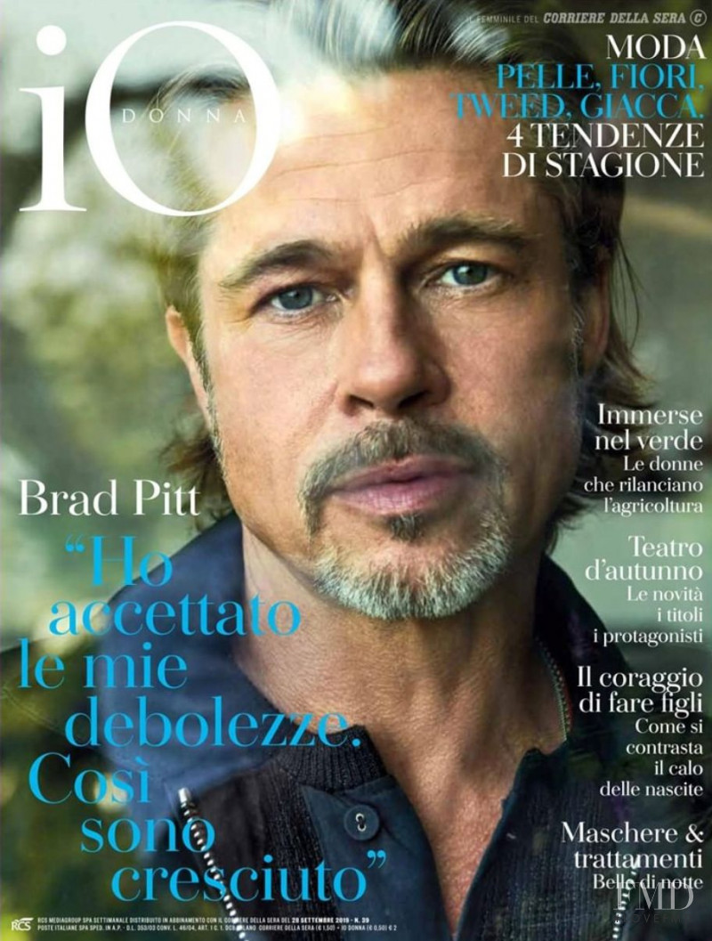 Brad Pitt featured on the Io Donna cover from September 2019