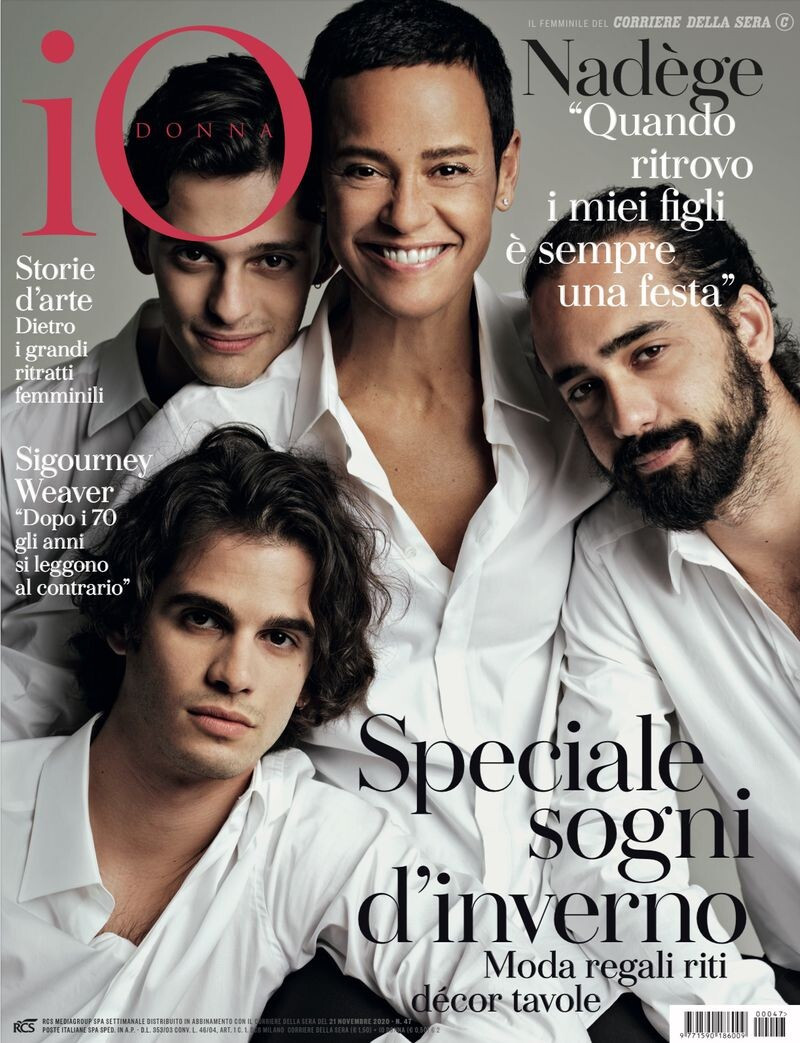 Nadege du Bospertus featured on the Io Donna cover from December 2020