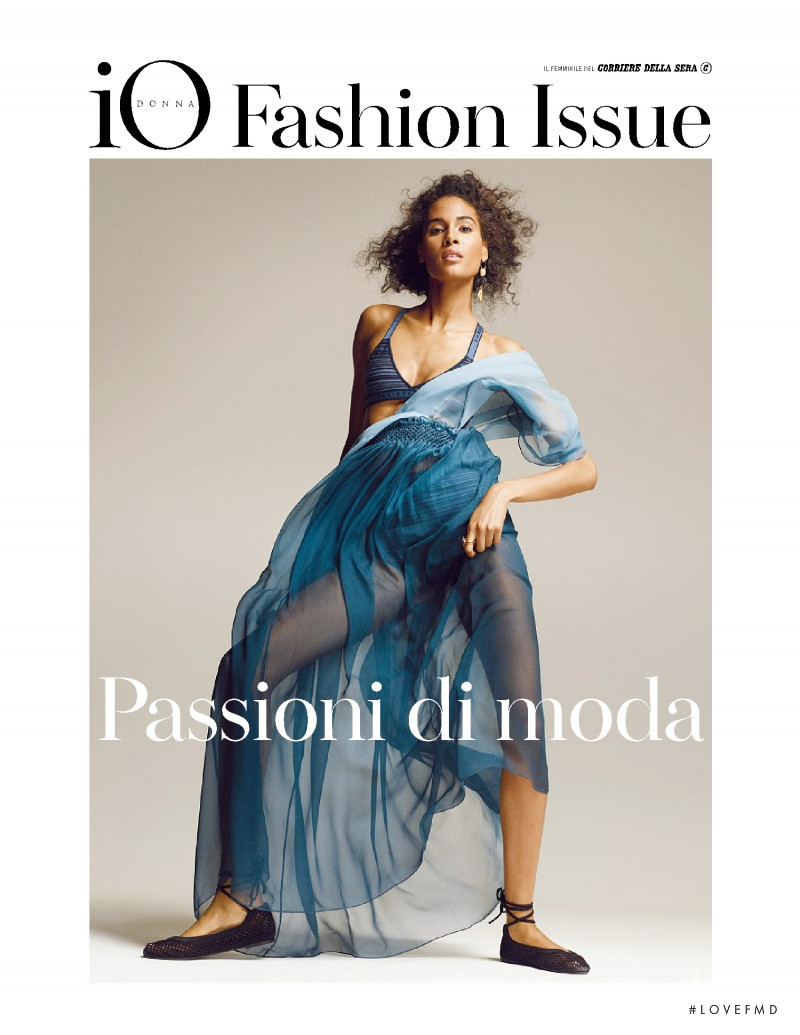 Cindy Bruna featured on the Io Donna cover from April 2021