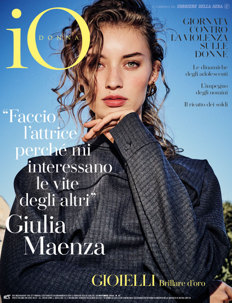 Giulia Maenza featured on the Io Donna cover from November 2024