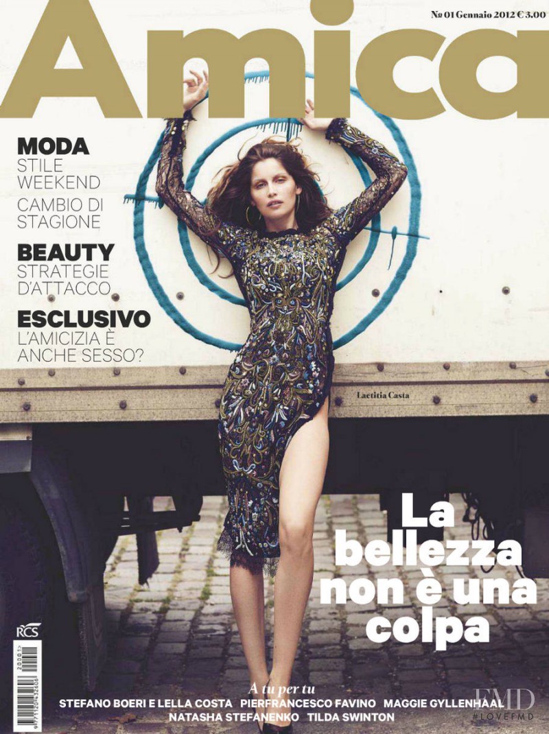 Laetitia Casta featured on the AMICA Italy cover from January 2012