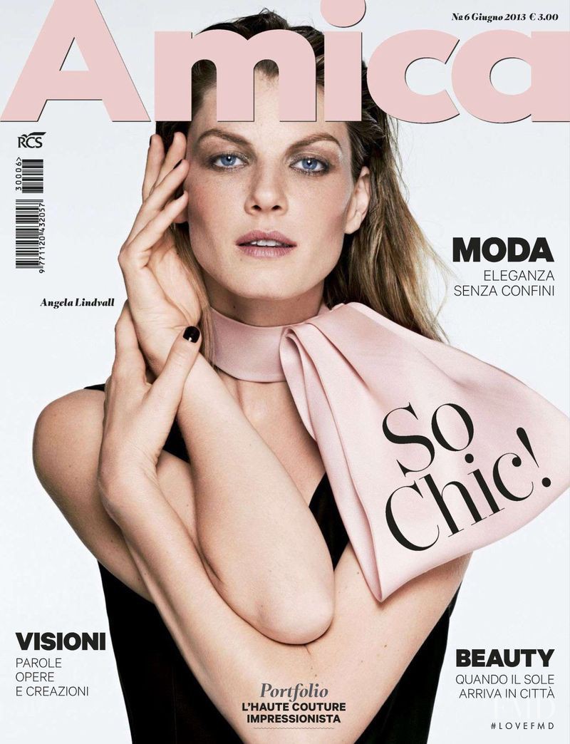 Angela Lindvall featured on the AMICA Italy cover from June 2013