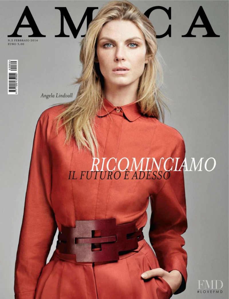 Angela Lindvall featured on the AMICA Italy cover from February 2014