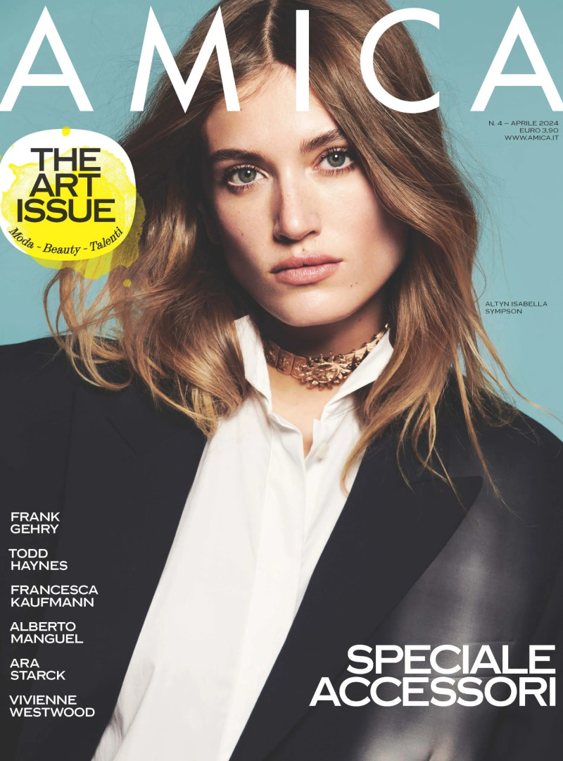 Altyn Simpson featured on the AMICA Italy cover from April 2024