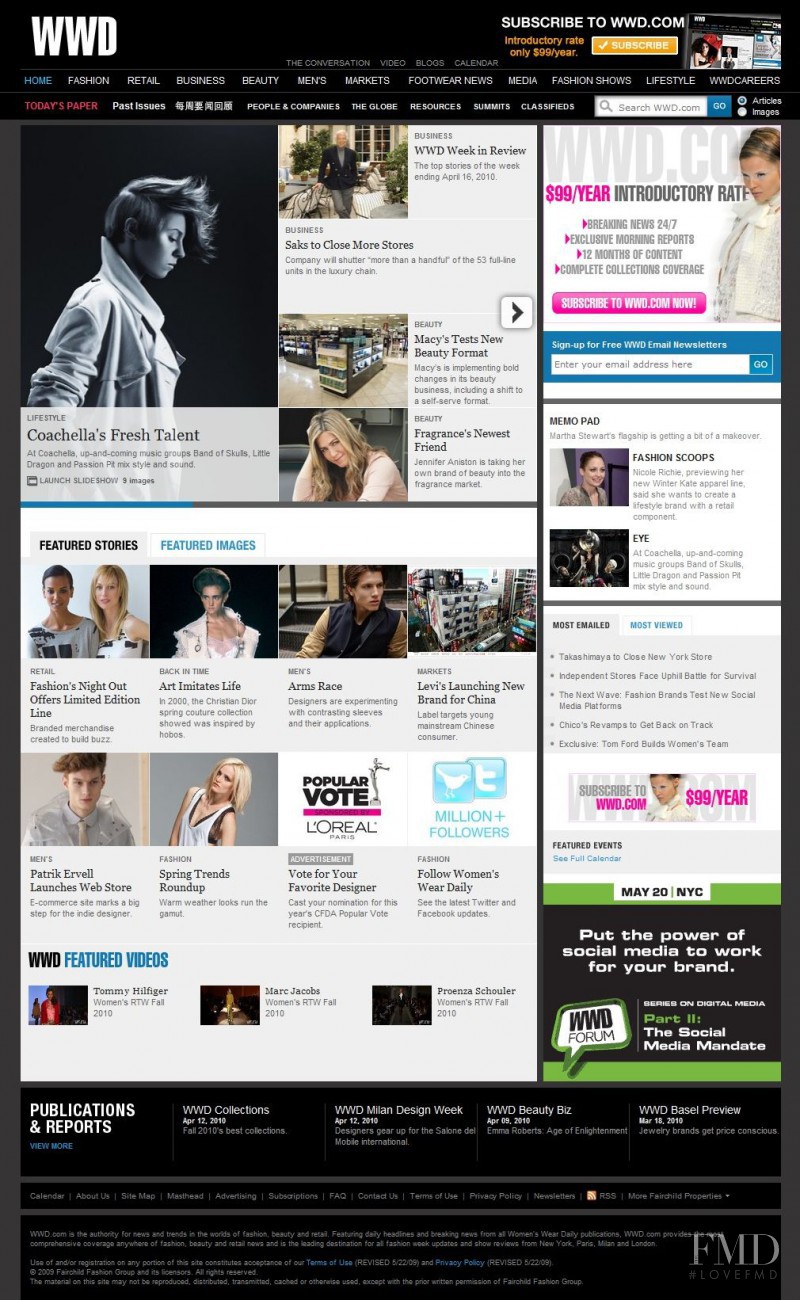  featured on the WWD.com screen from April 2010