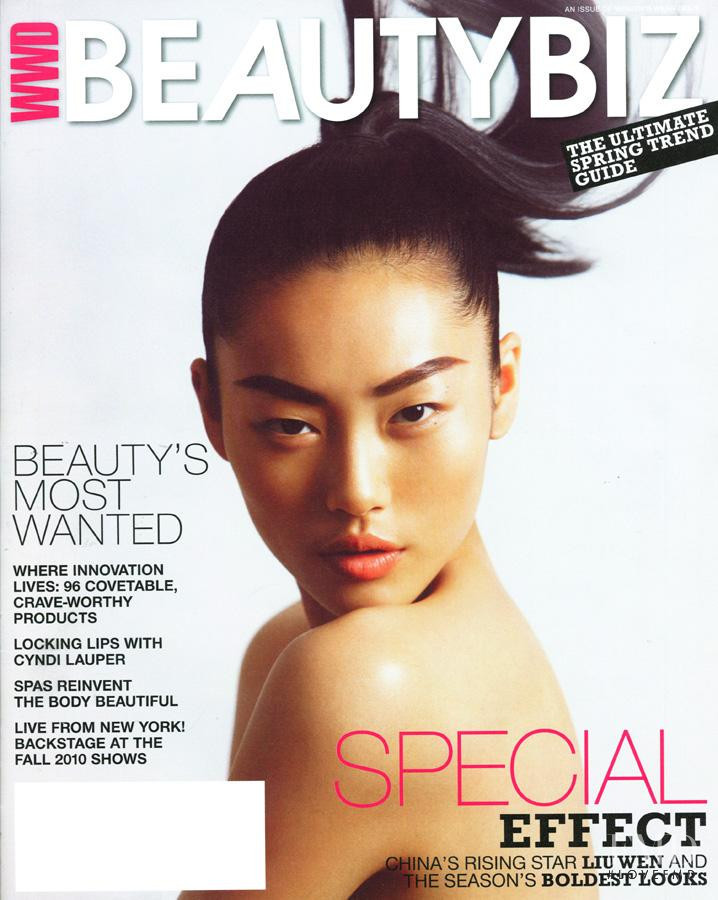 Liu Wen featured on the WWDBeauty Inc cover from March 2010