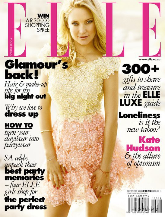 Kate Hudson featured on the Elle South Africa cover from December 2010