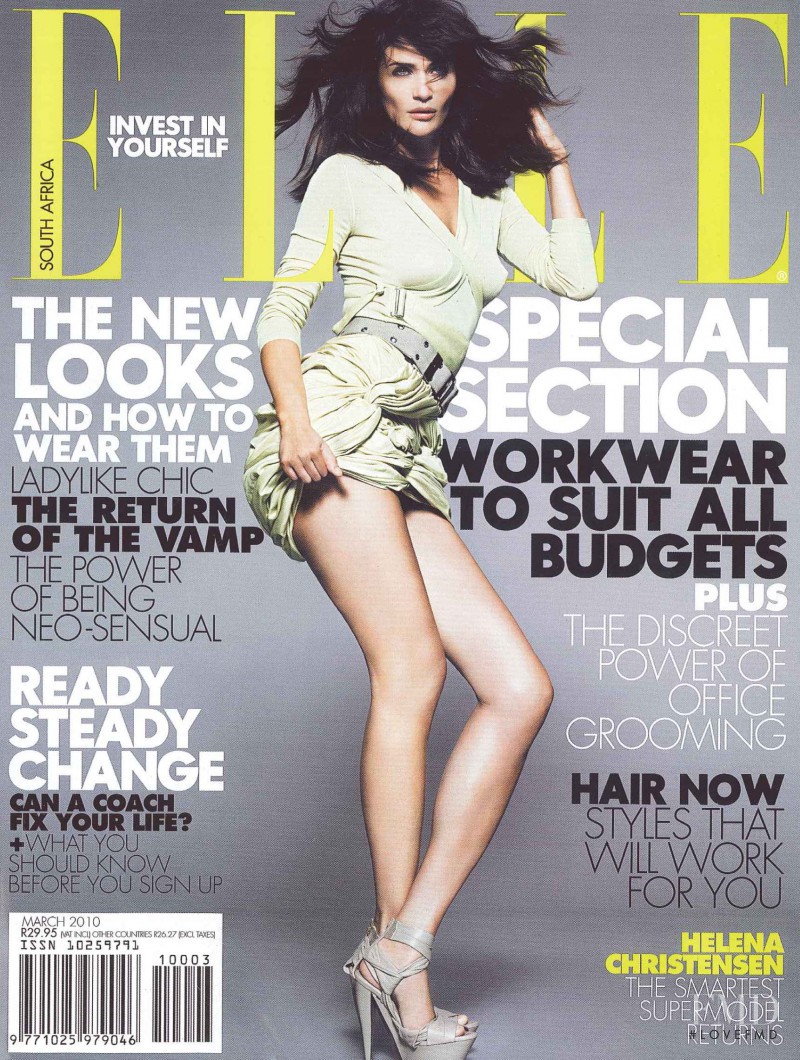 Helena Christensen featured on the Elle South Africa cover from March 2010