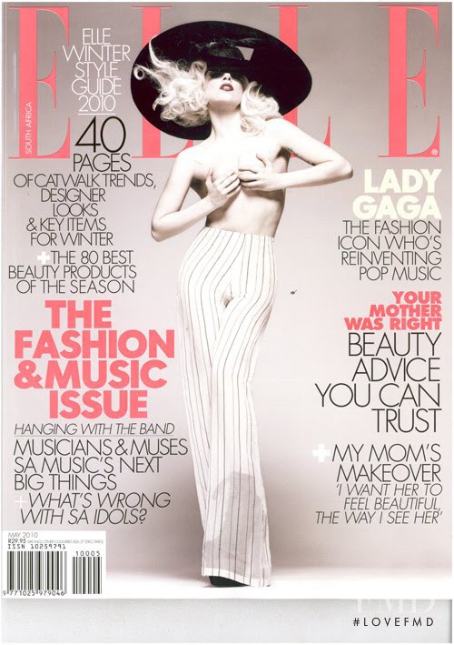 Lady Gaga featured on the Elle South Africa cover from May 2010