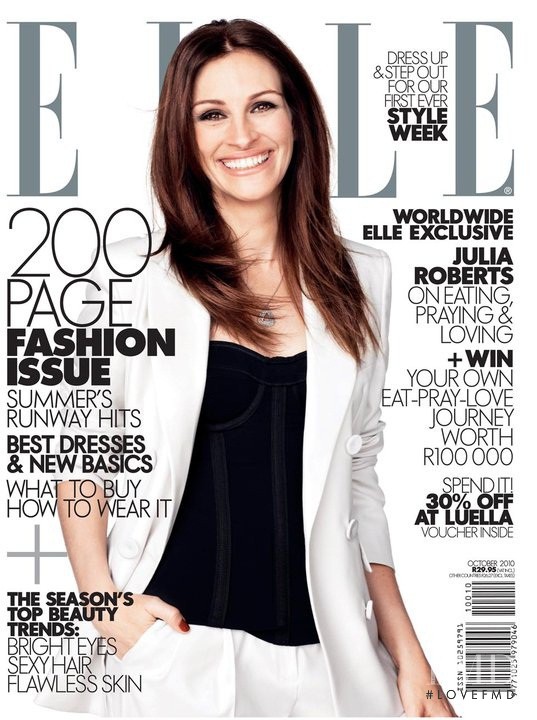 Julia Roberts featured on the Elle South Africa cover from October 2010