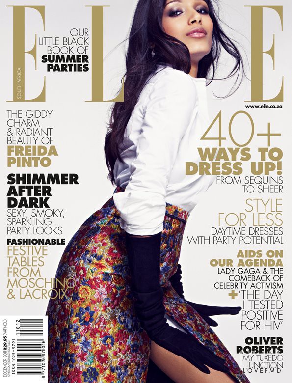 Freida Pinto featured on the Elle South Africa cover from December 2011