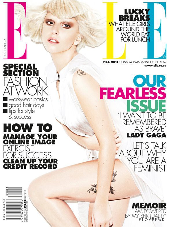 Lady Gaga featured on the Elle South Africa cover from March 2012