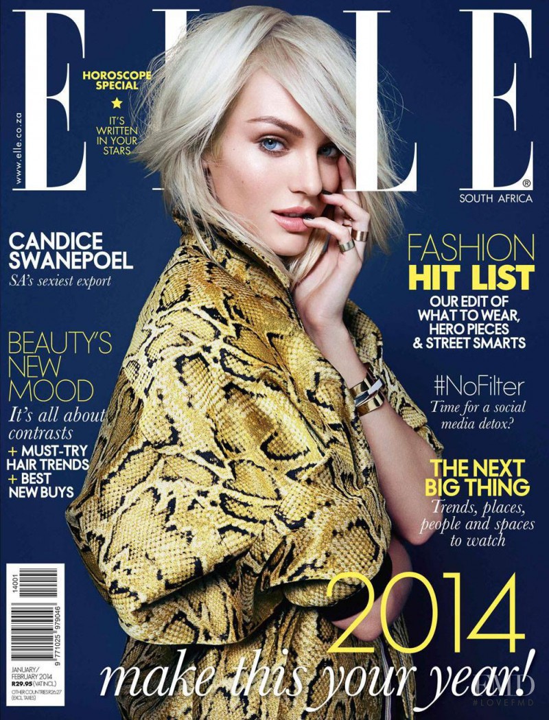 Candice Swanepoel featured on the Elle South Africa cover from January 2014