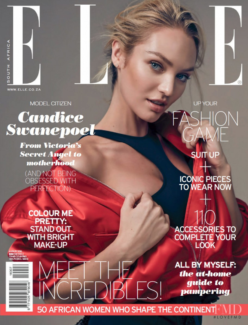 Candice Swanepoel featured on the Elle South Africa cover from August 2016