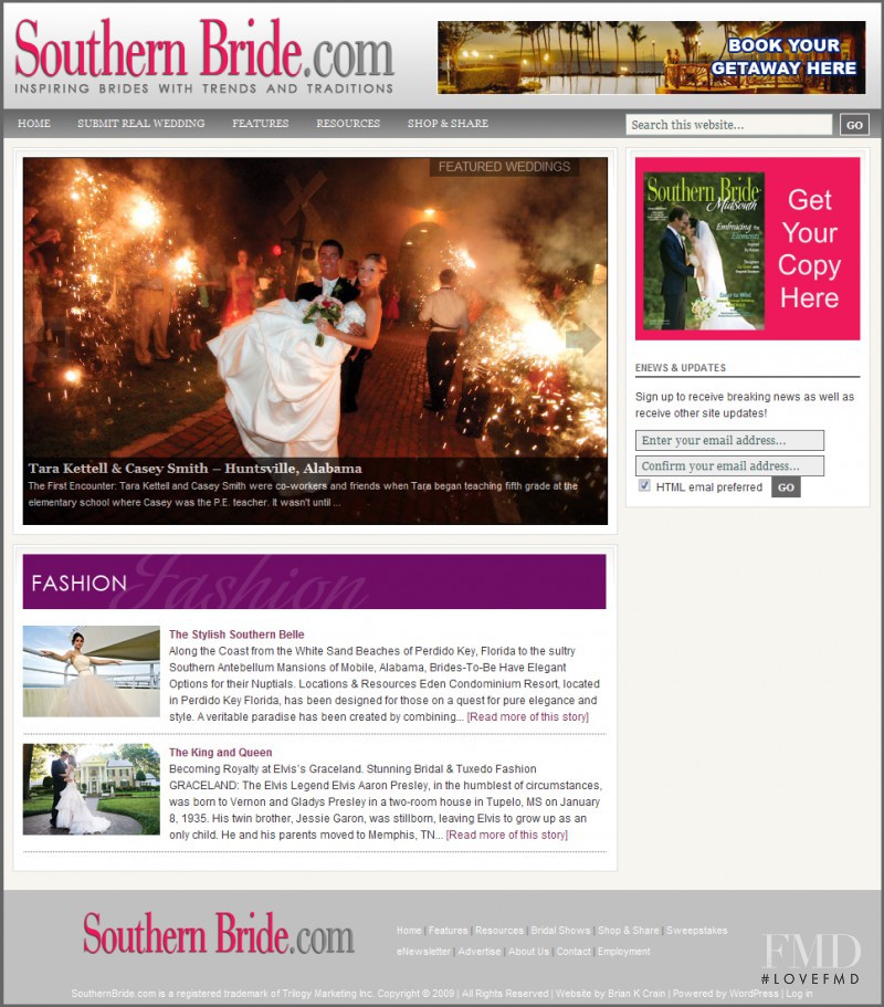  featured on the SouthernBrides.com screen from April 2010