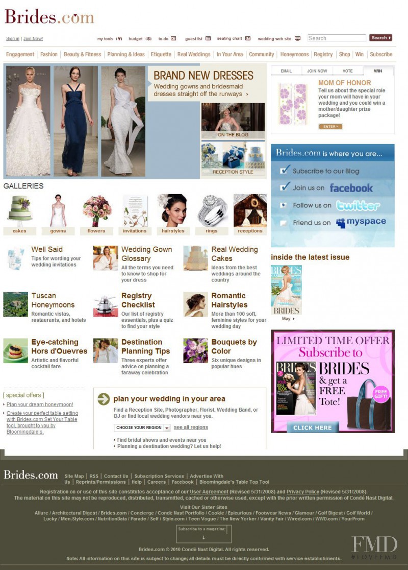  featured on the Brides.com screen from April 2010