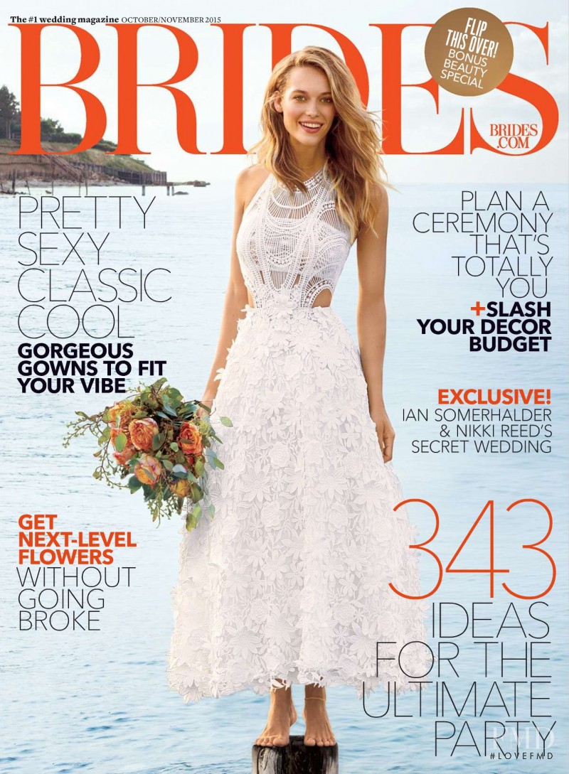 Hannah Ferguson featured on the Brides USA cover from October 2015