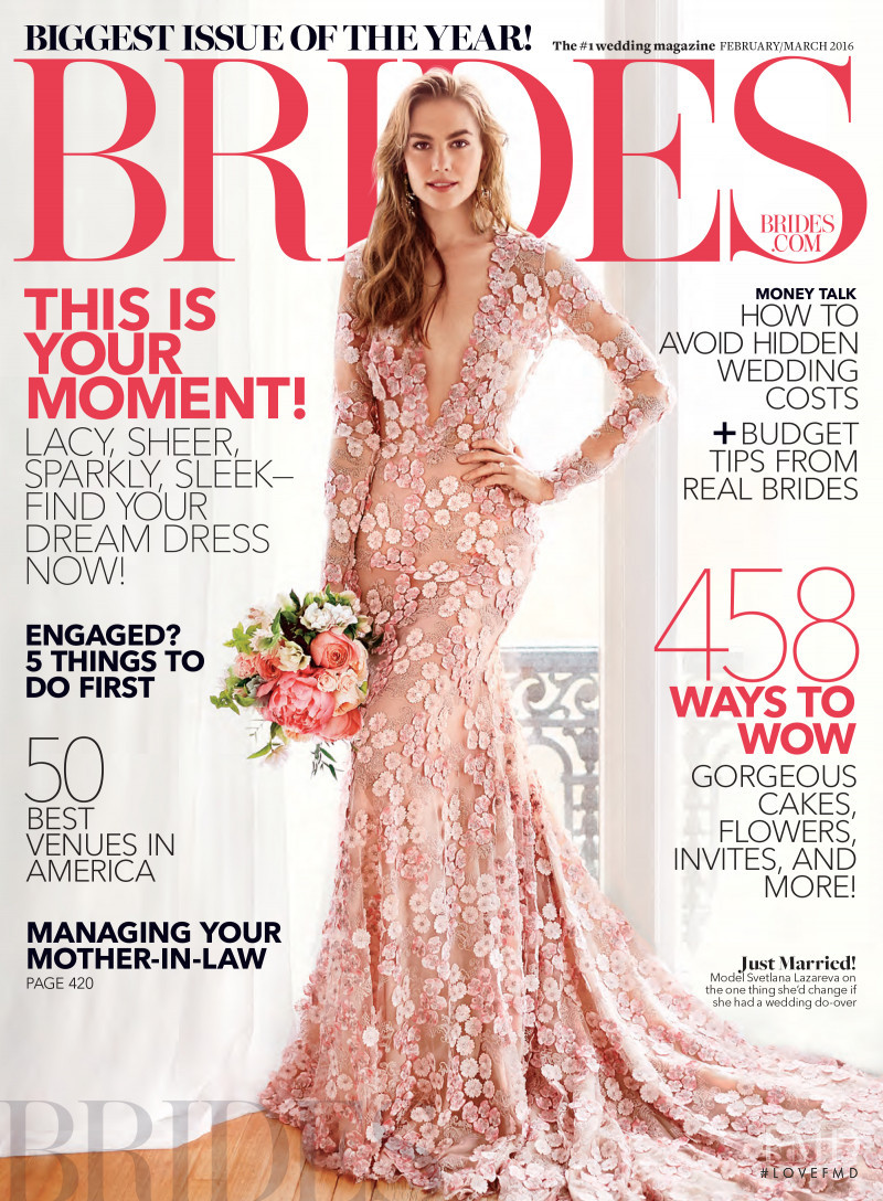 Svetlana Lazareva featured on the Brides USA cover from February 2016