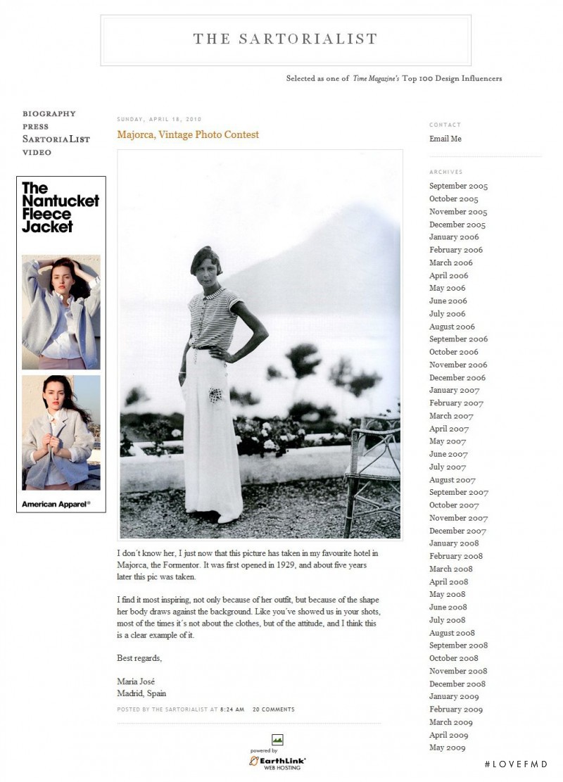  featured on the TheSartorialist.com screen from April 2010
