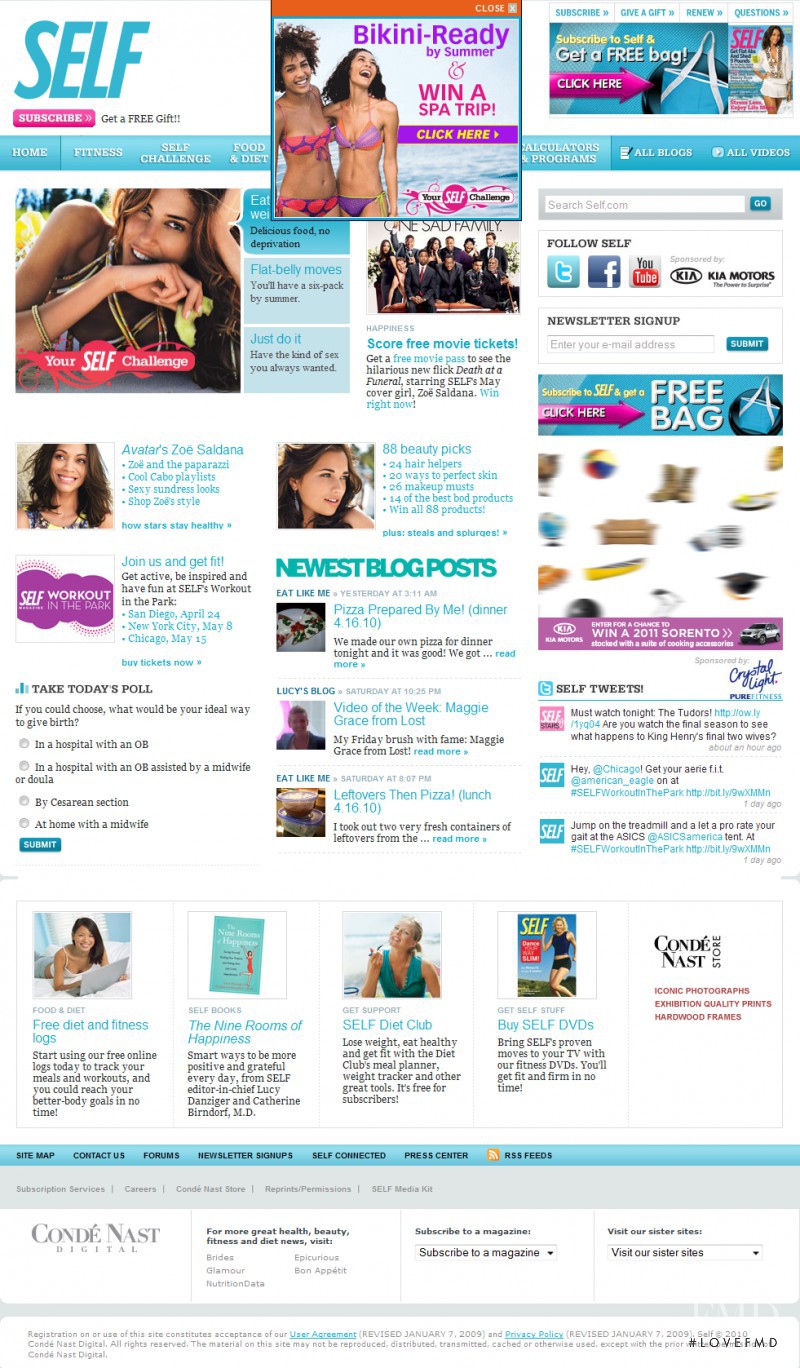  featured on the SELF.com screen from April 2010