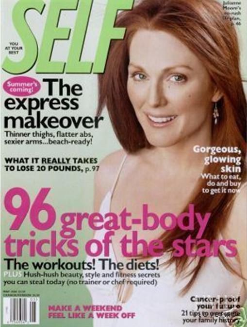 Julianne Moore featured on the SELF cover from May 2004