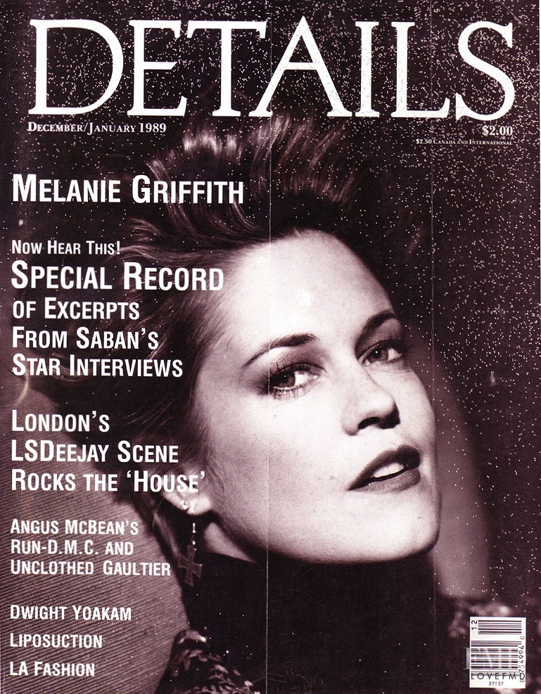 Melanie Griffith featured on the Details cover from December 1989