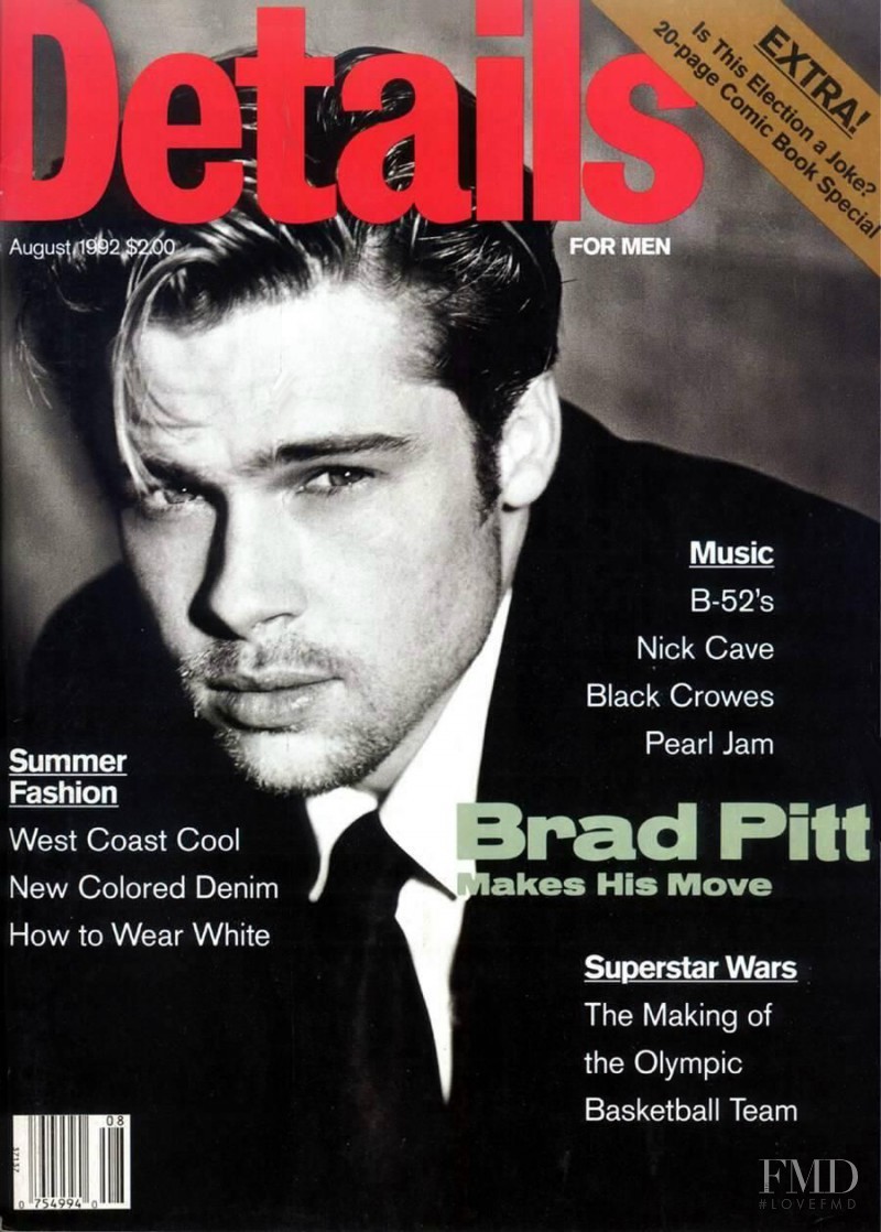 Brad Pitt featured on the Details cover from August 1992