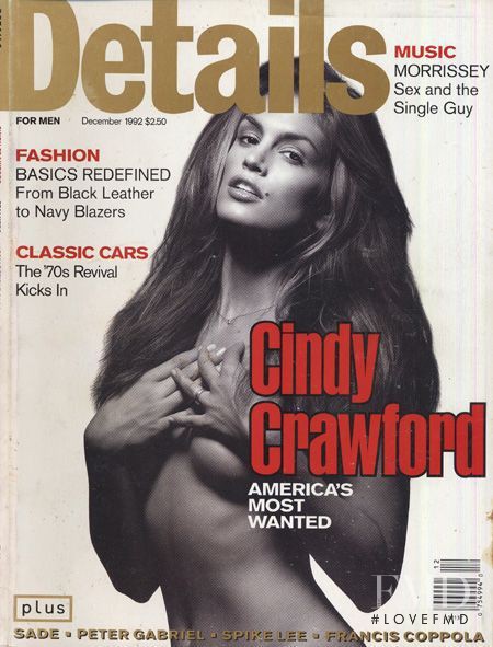 Cindy Crawford featured on the Details cover from December 1992