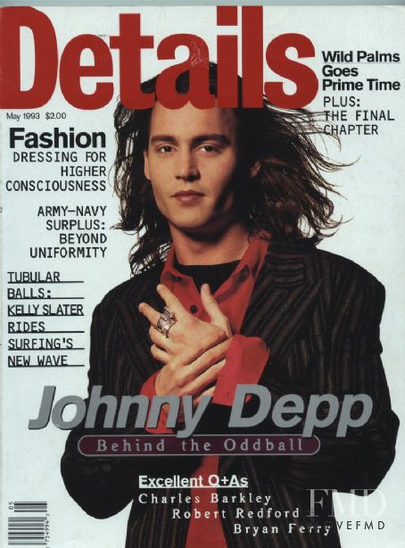 Johnny Depp featured on the Details cover from May 1993
