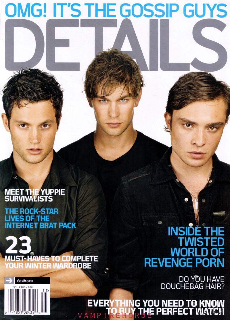Penn Badgley, Chace Crawford & Ed Westwick featured on the Details cover from November 2008