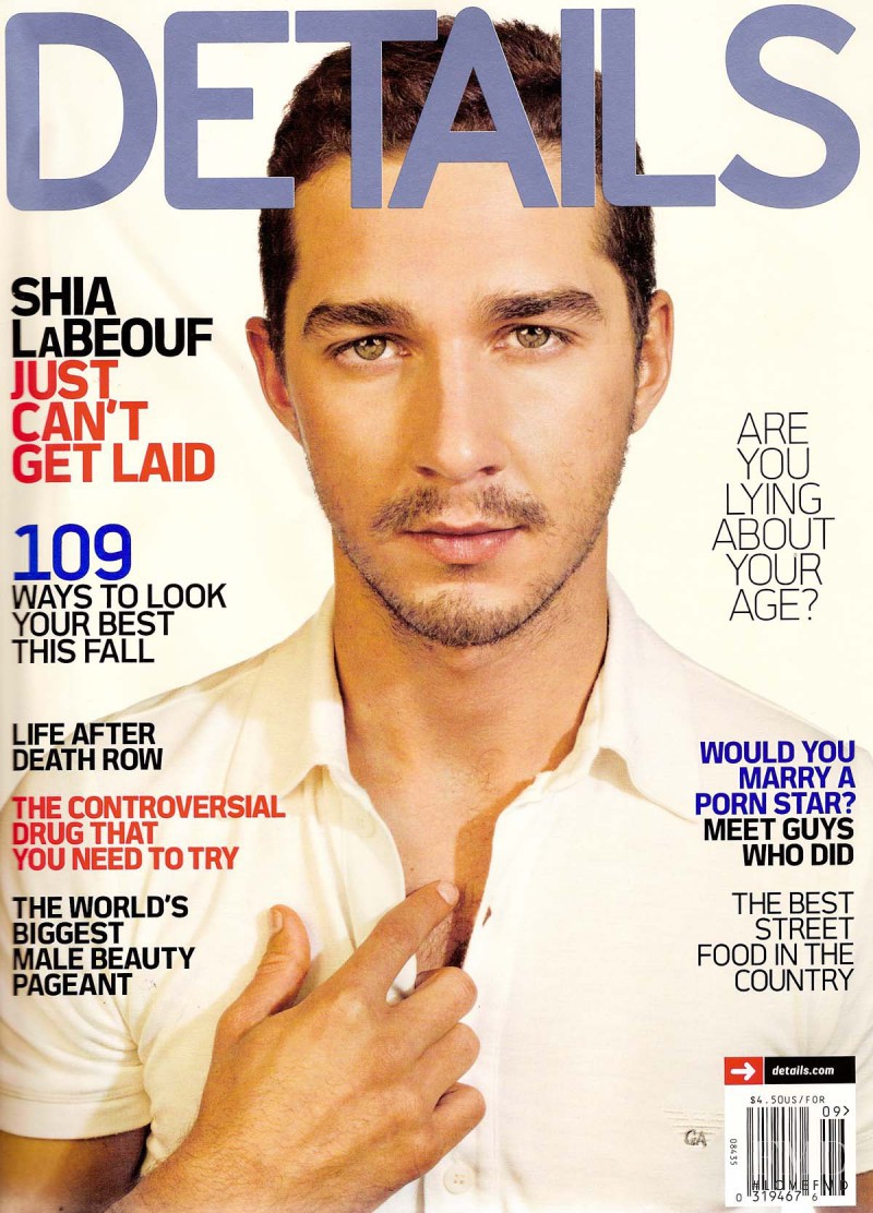 Shia LaBeouf featured on the Details cover from September 2008