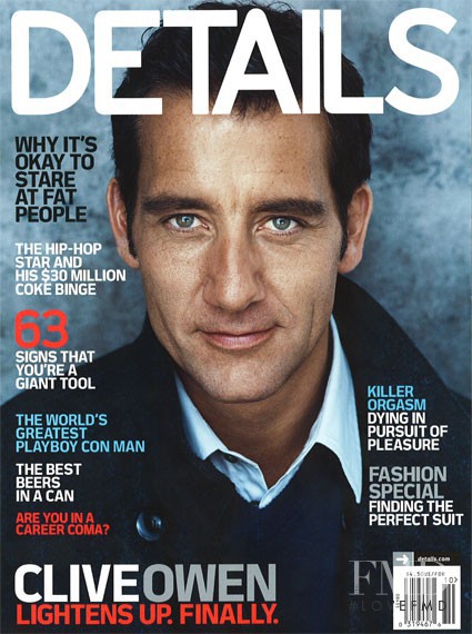 Clive Owen featured on the Details cover from October 2009