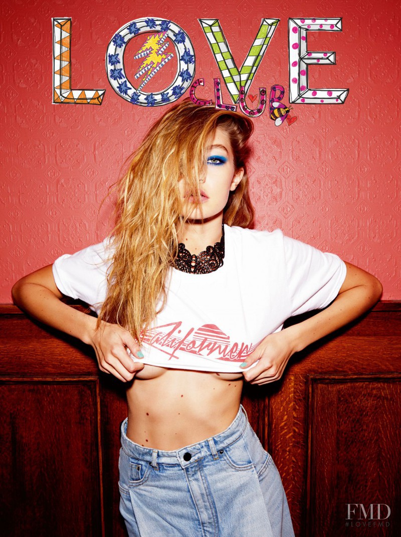 Gigi Hadid featured on the LOVE cover from February 2016