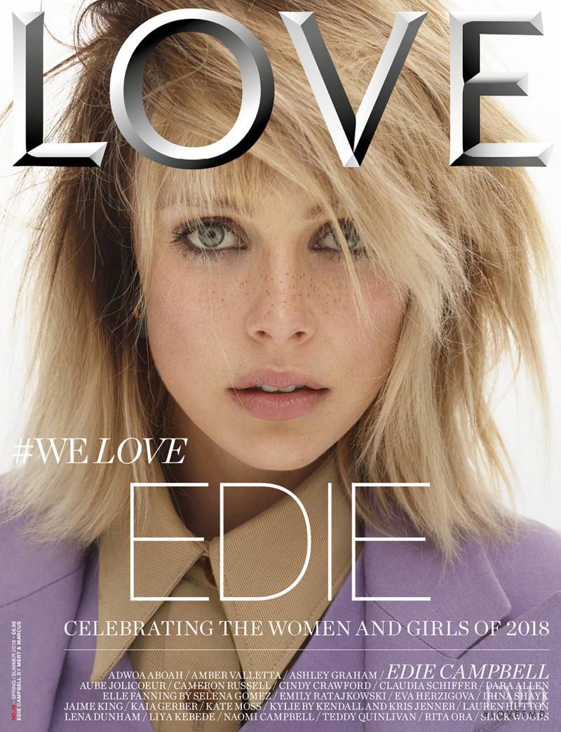 Edie Campbell featured on the LOVE cover from February 2018