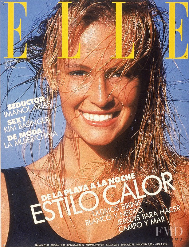 Estelle Hallyday (Lefebure) featured on the Elle Spain cover from June 1987