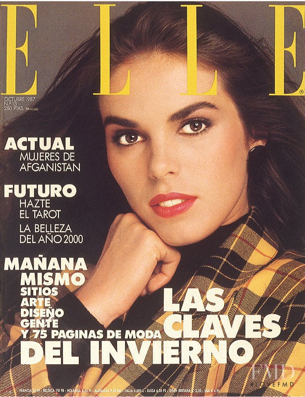 Maria Johnson featured on the Elle Spain cover from October 1987