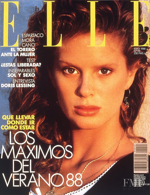 Rachel Hunter featured on the Elle Spain cover from July 1988